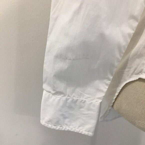 FRANK & EILEEN White Long Sleeve Italian Cotton Relaxed Fit Hi Low Button Shirt - Picture 13 of 16